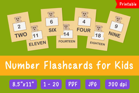 Cute Dog Counting 1-20 Flashcards: An Orange-Themed Learning Tool