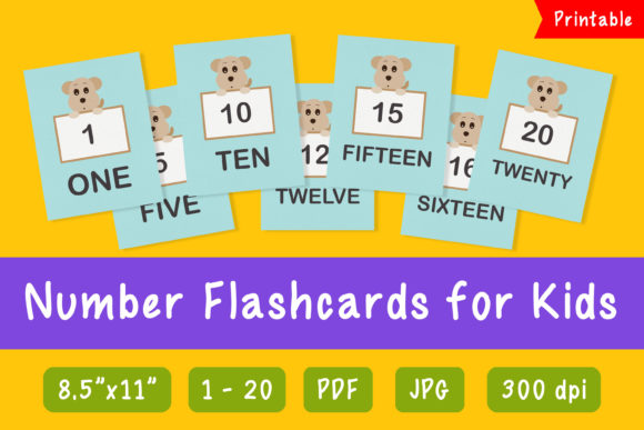 Cute Dog Counting 1-20 FlashCards Blue: A Screen-Free Path to Early Math Mastery