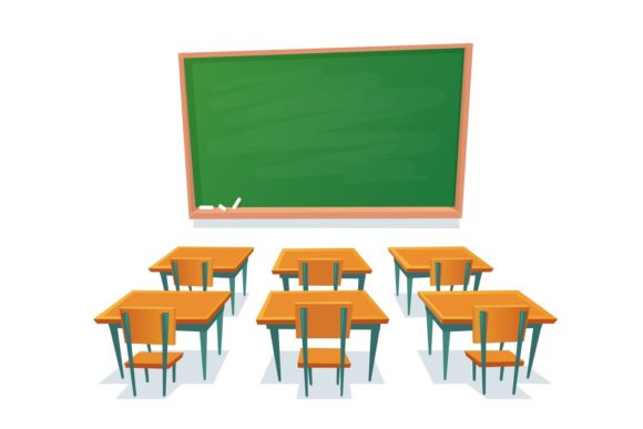 Designing With School Chalkboard And Desks