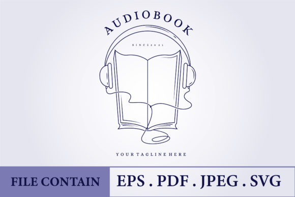 Line Audiobook Literature Education Logo Design