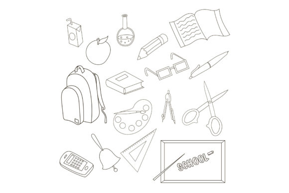 School Icons Set in Outline Style: Enhancing Educational Design with Clarity and Versatility