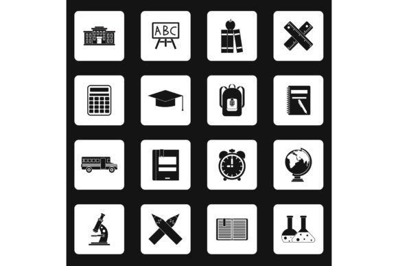 School Icons Set, Simple Style: A Practical Evaluation for Designers