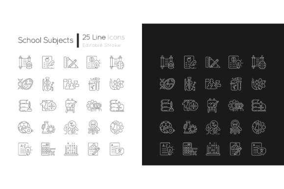 Strategic Visual Communication with the School Subjects Linear Icons Bundle